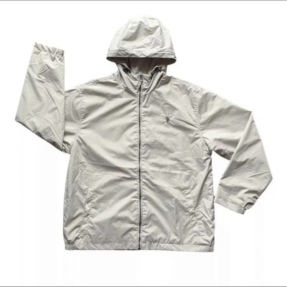 US Polo Assn Men's Size XL Grey Polyester Full Zip Windbreaker Jacket